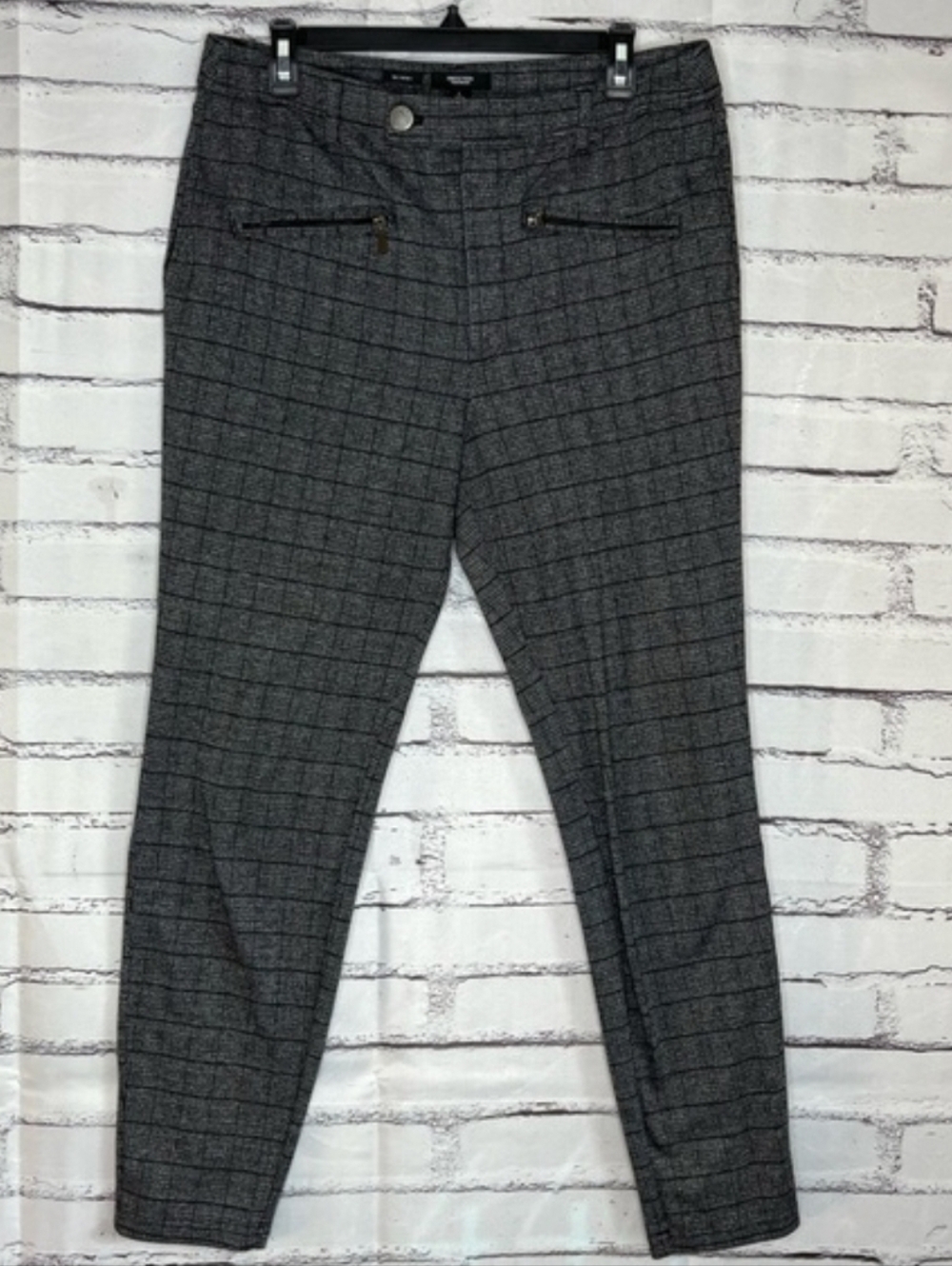 Simply Vera Vera Wang Men's Gray Windowpane Dress Pants